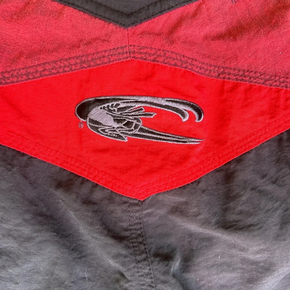 90s Vintage O'Neill Board Shorts Size 32 Red Black Colorblock Y2K Surf Baggies
